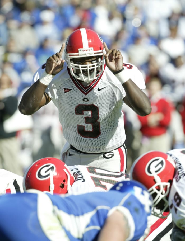 Lexington, KY, USA; Georgia Bulldogs Quarterback #3 DJ Shockley. Mandatory Credit: Photo by Brett Hansbauer-USA TODAY Sports (c) 2004 by Brett Hansbauer